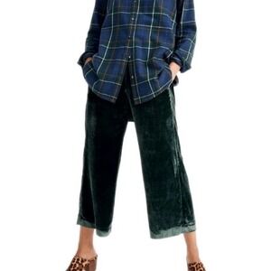 MADEWELL‎ Women's Green Velvet Huston Pull On Wide Leg Crop Pants Size XS